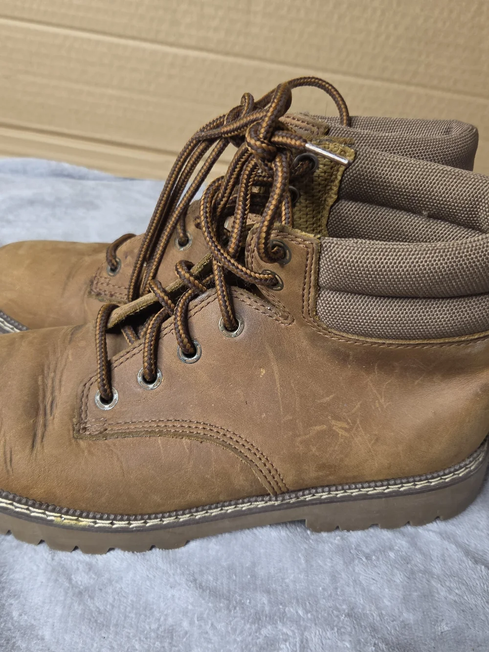 Bianca Brown Suede Ankle Work Boots Round Toe Lace-Up Men’s US 8.5